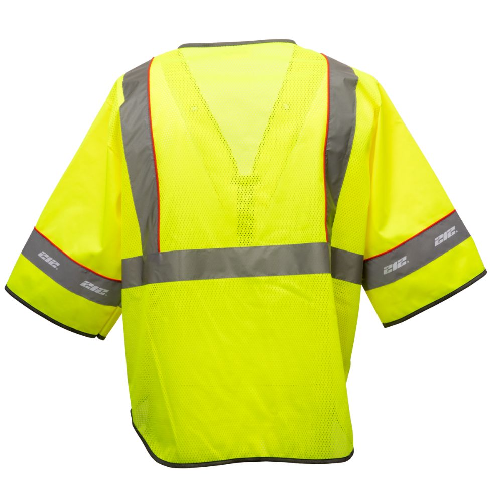 212 Performance VSTPREM-8808 Premium Multi-Purpose Hi-Viz Safety Vest with Windowed Badge Pocket, Small Yellow;Reflective Gray - 3