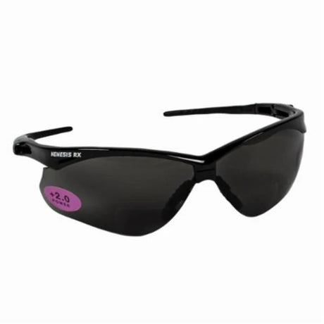 Jackson Safety 22518 V60 Nemesis Rx Reader Safety Glasses Smoke Lens +2.0 Diopter
