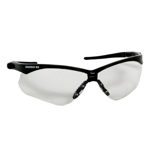 Jackson Safety 28624 V60 Nemesis Rx Reader Safety Glasses with Clear Scratch Resistant Polycarbonate Lens Black Frame 2.0 Diopter
