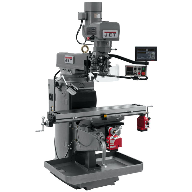 Jet JT9-690641 JTM-1050EVS2/230 Mill With 3-Axis Newall DP700 DRO (Knee) With X and Y-Axis Powerfeeds