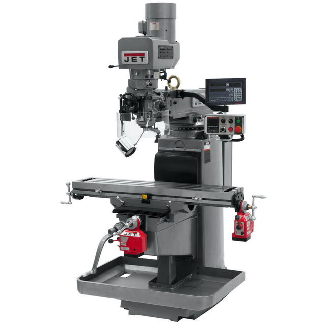 Jet JT9-690646 JTM-1050EVS2/230 Mill With 3-Axis Newall DP700 DRO (Quill) With X and Y-Axis Powerfeeds