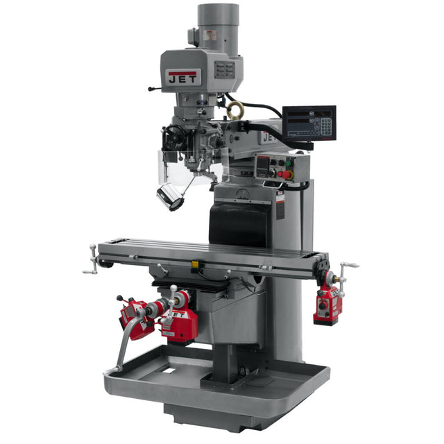 Jet JT9-690648 JTM-1050EVS2/230 Mill With 3-Axis Newall DP700 DRO (Quill) With X, Y and Z Powerfeeds