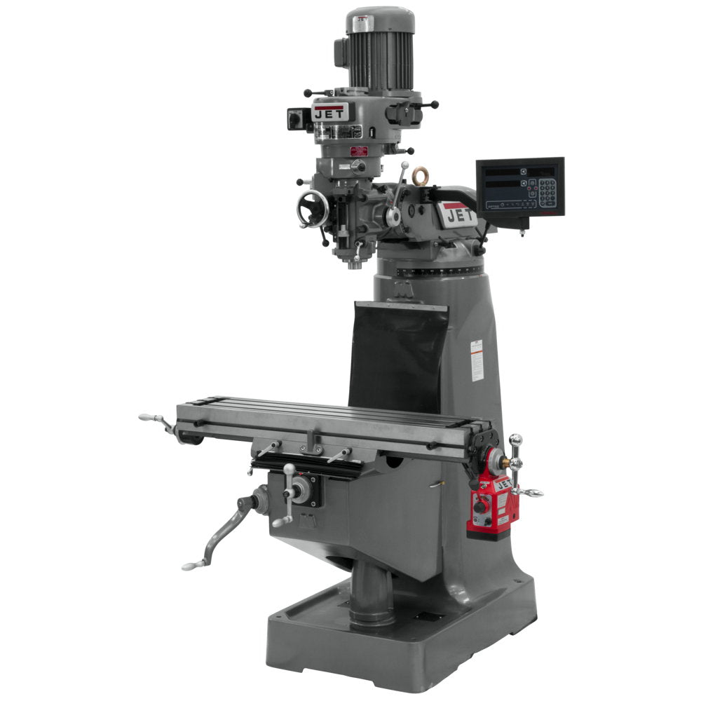 Jet JT9-691191 JTM-1 Mill With 3-Axis Newall DP700 DRO (Quill) With X-Axis Powerfeed