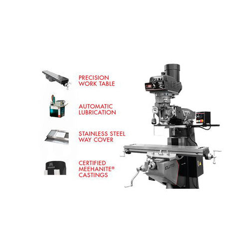 Jet Elite JT9-894104 ETM-949 Mill with X-Axis JET Powerfeed and Air Draw Bar - 12