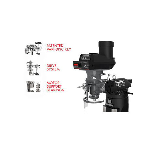 Jet Elite JT9-894108 ETM-949 Mill, X, Y, Z-Axis JET Powerfeeds & Air Draw Bar - 10