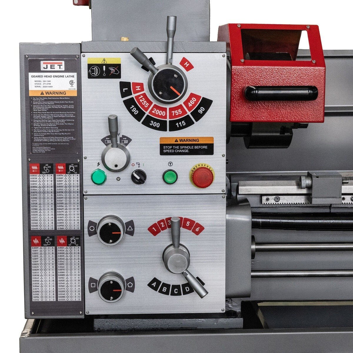 Jet JT1-3257 GH-1340 13x40 Gear Head Engine Lathe with Newall NMS300 DRO and Collet Closer - 3