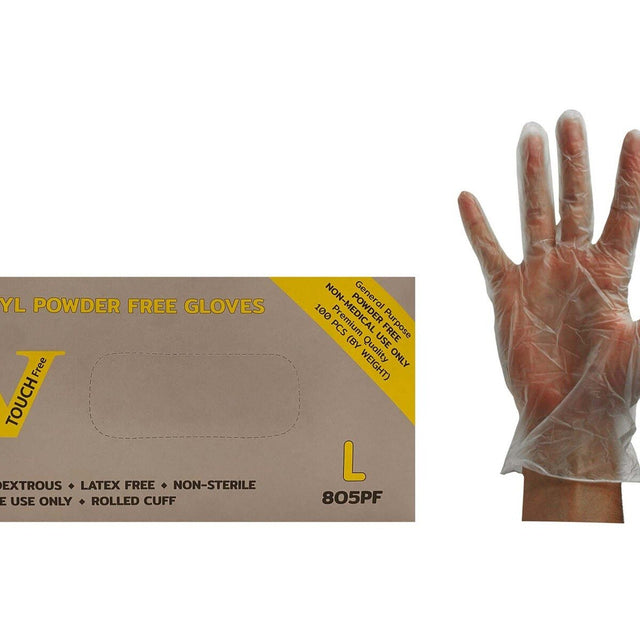 Johnson Wilshire 8501L Clear Powder Free Vinyl Gloves Large