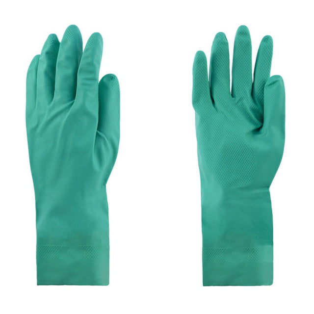 Johnson Wilshire A93519 13" Green 15 mil Gauntlet Nitrile Flock Gloves Large
