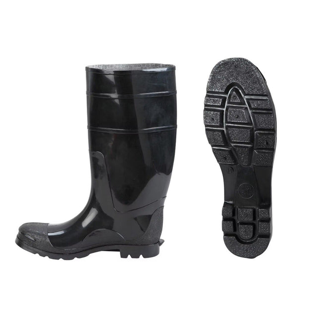 Johnson Wilshire STEEL-6 16" Black PVC Waterproof Plain Toe Boots Size 6