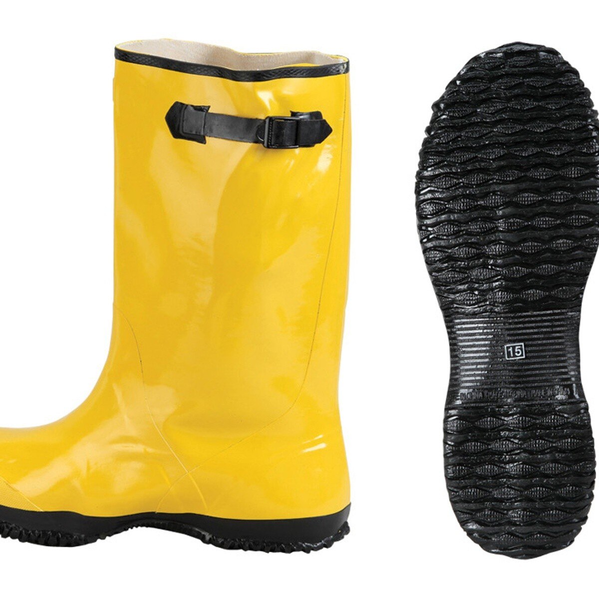 Johnson Wilshire YSLUSH-6 Yellow Rubber Over the Shoe Slush Boots with Adjustable Strap Size 6