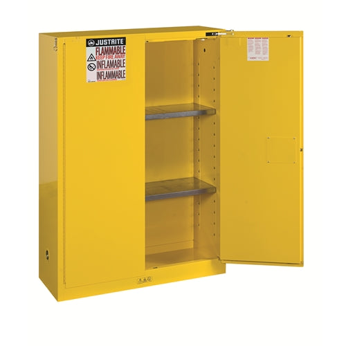 Justrite 894520 45 gal Self Closing Flammable Safety Cabinet, 2 Door, 65"H x 43"W x 18"D