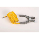Justrite 08497 10' Coiled Antistatic Insulated Wire for Bonding and Grounding with Hand Clamp and 1/4" Terminal - 2
