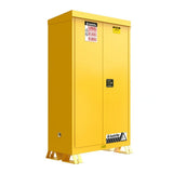 Justrite 814520 45 Gallon Outdoor Flammable Storage Cabinet 43 x 18 x 65" with 2 Shelves Self Close Doors Yellow - 2