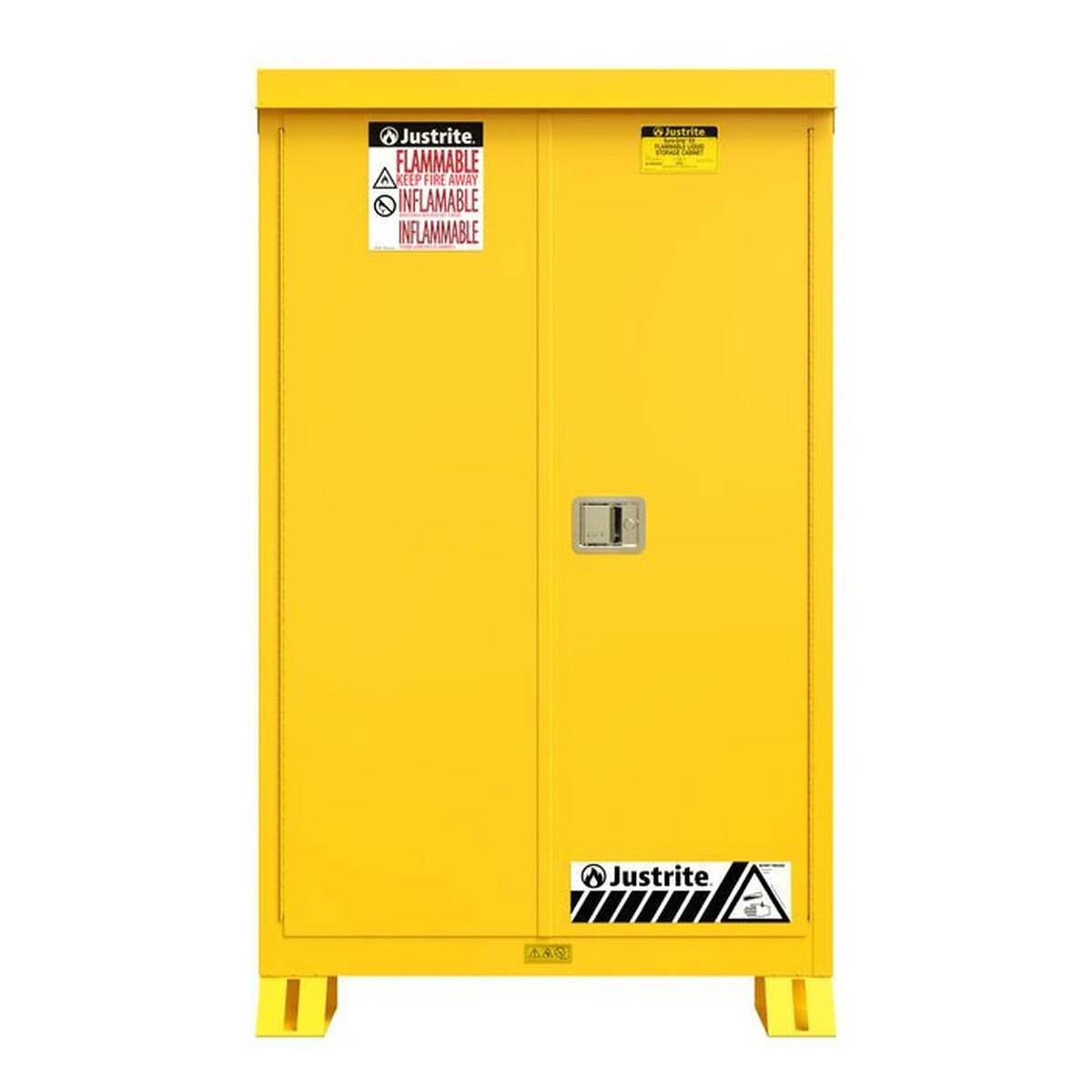Justrite 819020 90 Gallon Outdoor Flammable Storage Cabinet 72 x 43 x 37.625" Yellow (2 Shelves)