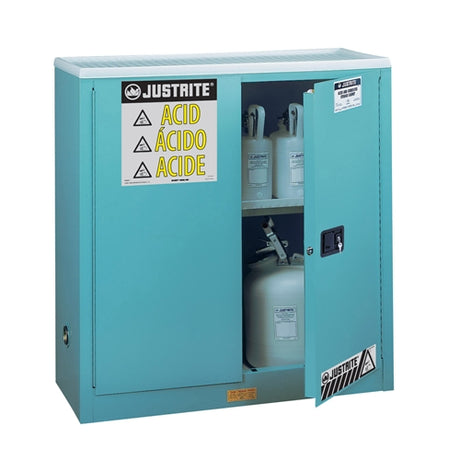 Justrite 893002 44"x43"x18" Blue Steel Sure-Grip EX Safety Cabinet for Corrosives