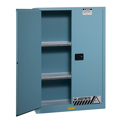 Justrite 894502 65"x43"x18" Blue Steel Sure-Grip EX Safety Cabinet for Corrosives