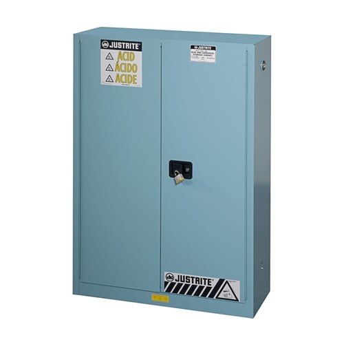 Justrite 894522 65"x43"x18" Blue Steel Sure-Grip EX Safety Cabinet for Corrosives
