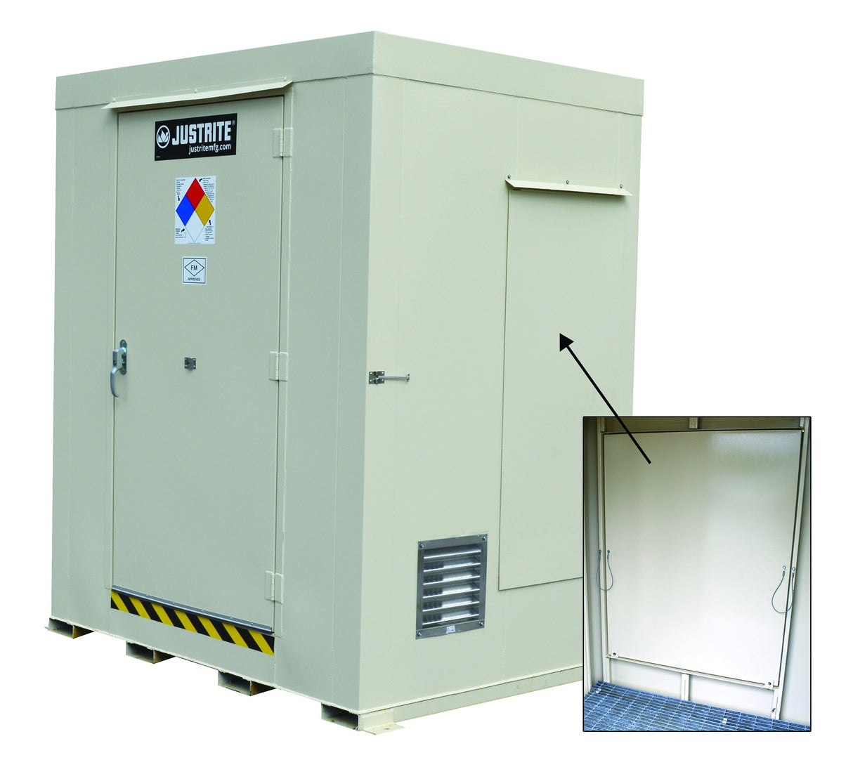 Justrite 911161 16-Drum, Non-Combust Safety Locker w/ Explosion Relief Panels
