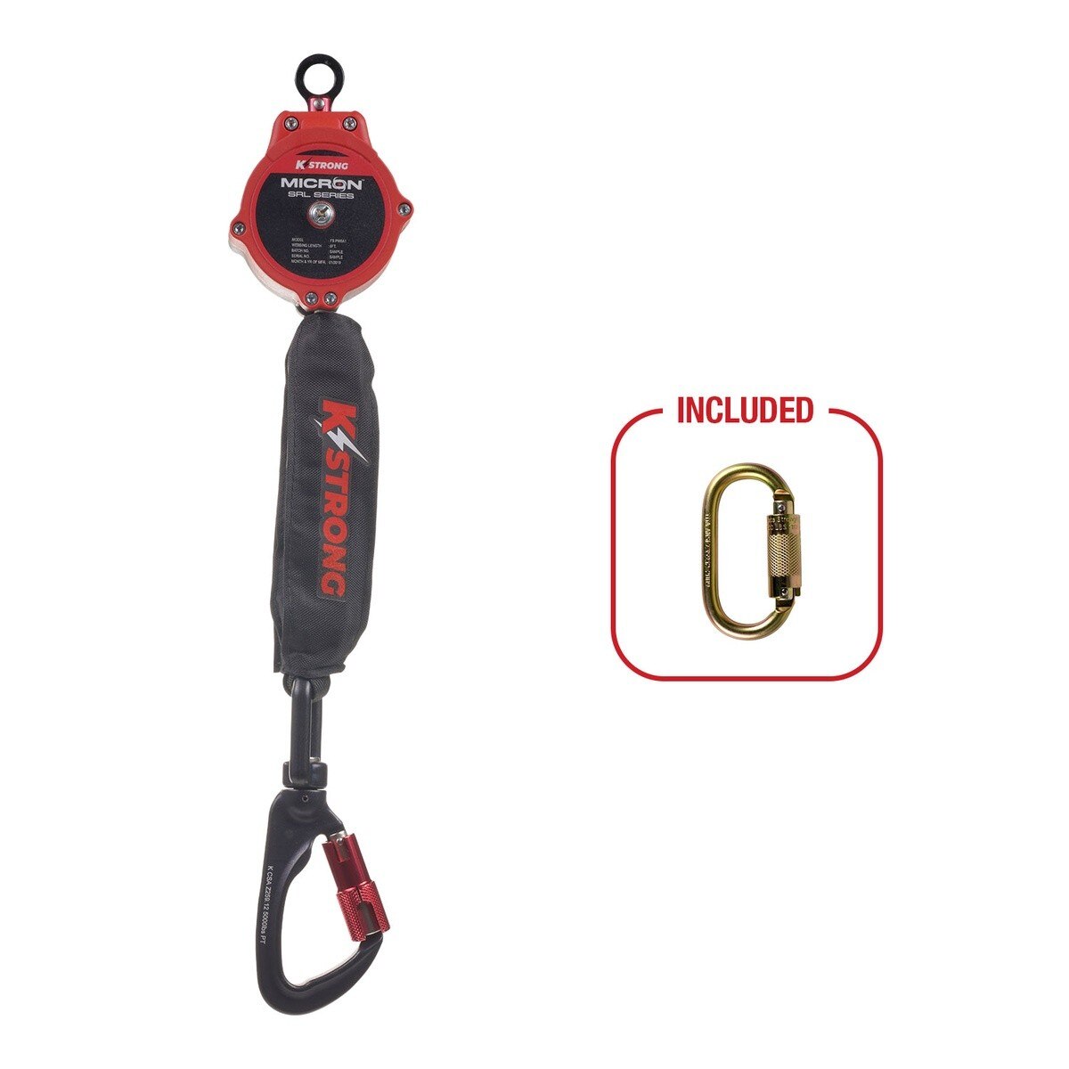 KStrong UFS351102 6 ft. Micron SRL with Aluminum Swivel Carabiner, Installation Carabiner Included - 5