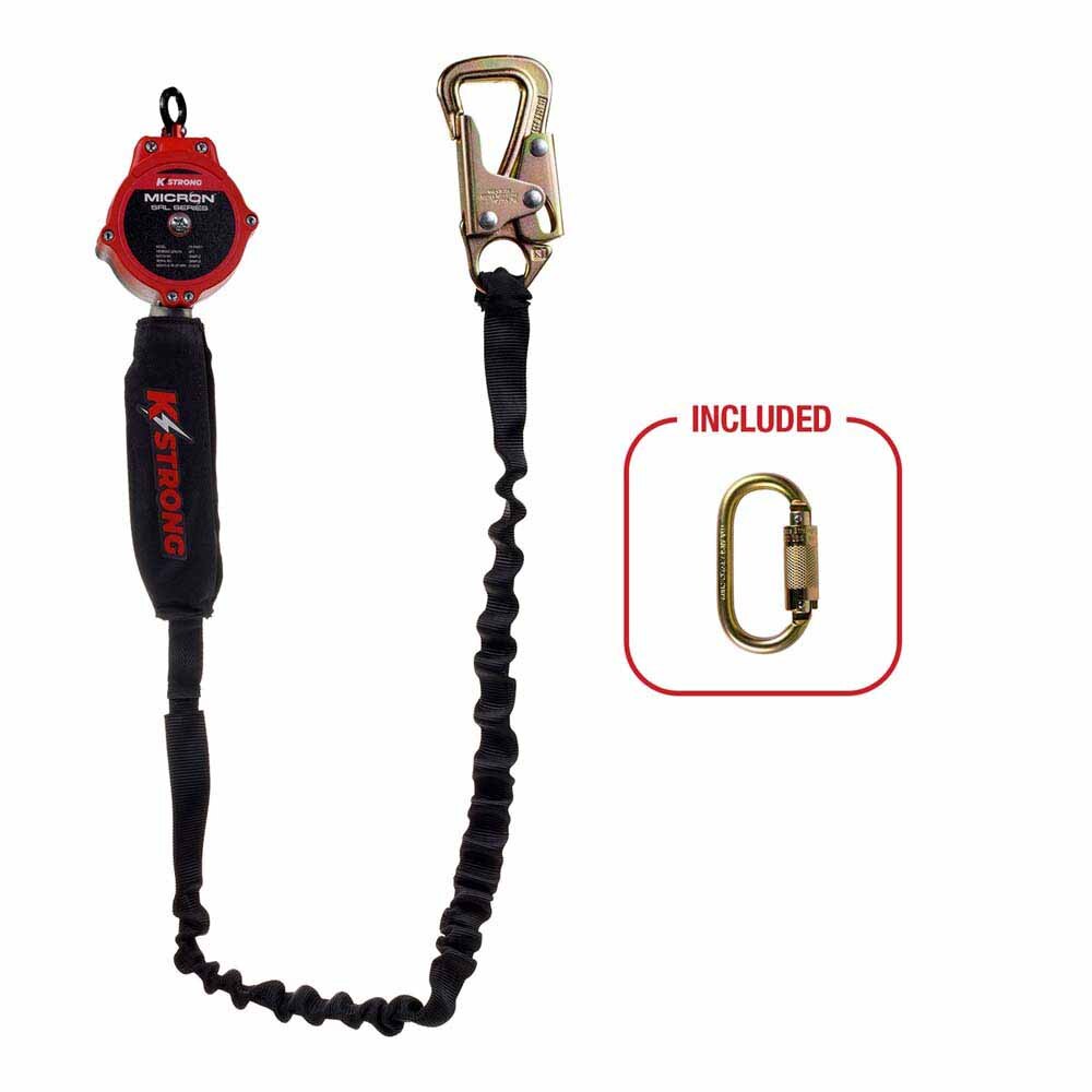 KStrong UFS359002 9 ft. Micron Tie-back SRL with Carabiner – Lightweight Fall Protection - 2
