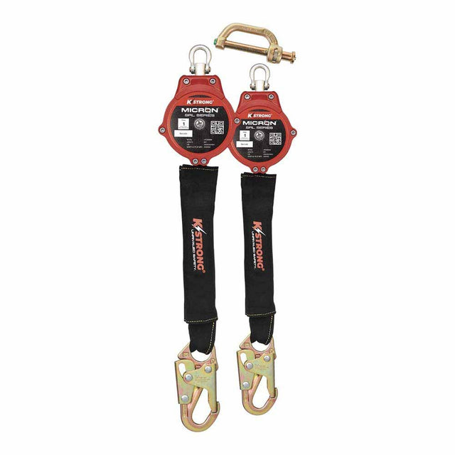 KStrong UFS390006D Dual 6 ft Arc Flash SRL Steel Snap Hooks ANSI Class 1
