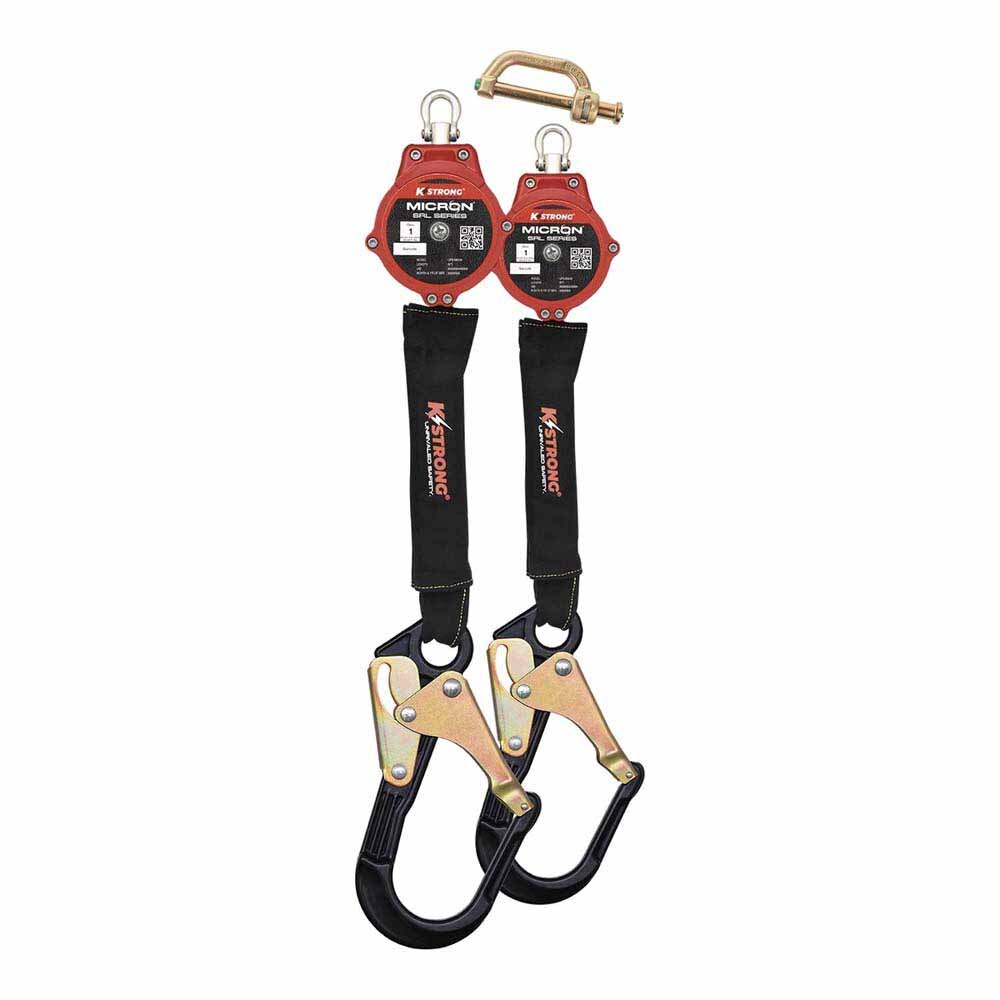 KStrong UFS394006D Dual 6 ft Arc Flash SRL Steel Rebar Hooks ANSI Class 1