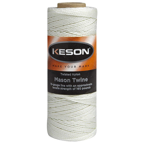 Keson WT275 18 Gauge Twisted Nylon Mason Twine, White, 275'