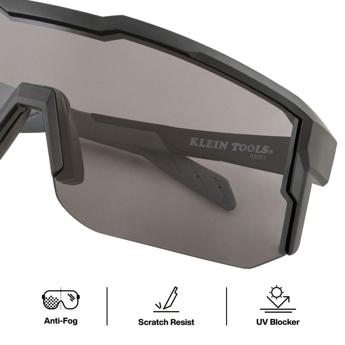 Klein 03001 Blade Safety Glasses with Shaded Gray Lens Anti Fog Scratch Resistant UV Protection (1 Pack) - 2