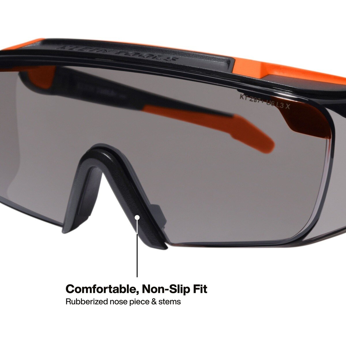 Klein 03007 OTG Safety Glasses Shaded Gray Anti-Fog Scratch Resistant Lens (1 Pack) - 3