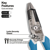 Klein 12075 Slim Forged Wire Stripper Cutter Straight Handle 8-18 AWG Solid 10-20 AWG Stranded - 2