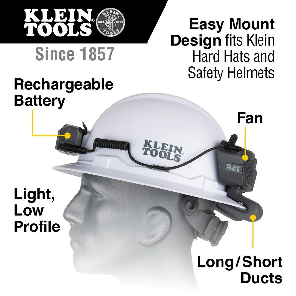 Klein 29025 Modular Rechargeable Battery for Hard Hat Cooling Fan and USB-C Devices (USB-C Cable) - 3