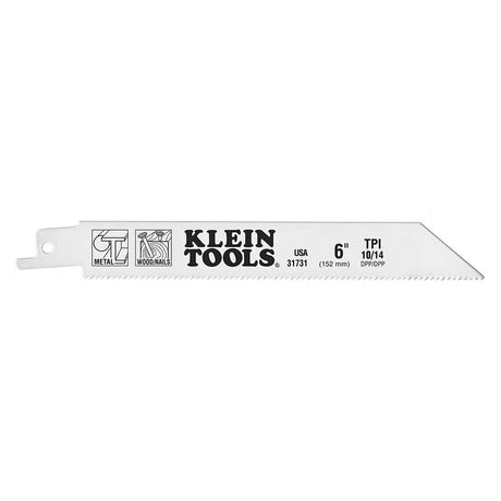 Klein 31731 6" Reciprocating Saw Blades, 10/14 TPI, 5 Pk