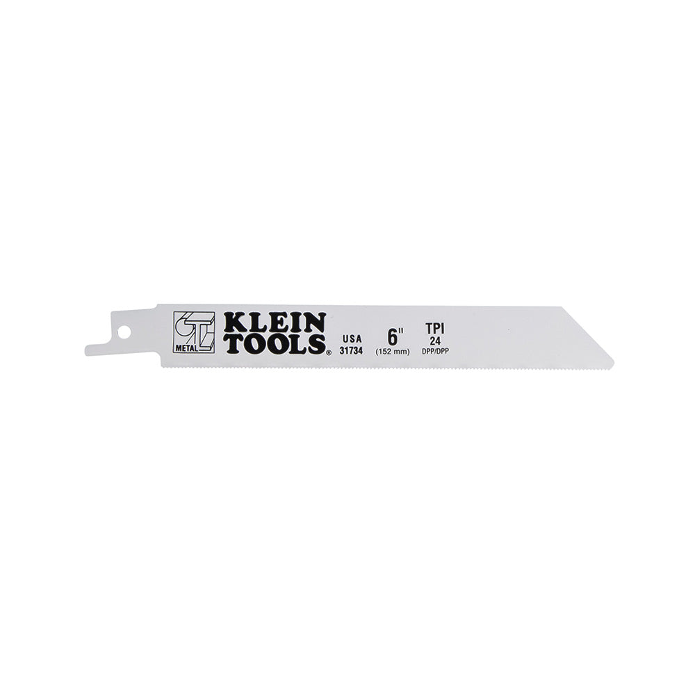 Klein Tools 31734 Recip Saw Blade, 24 TPI, for 18 Gauge, 6"