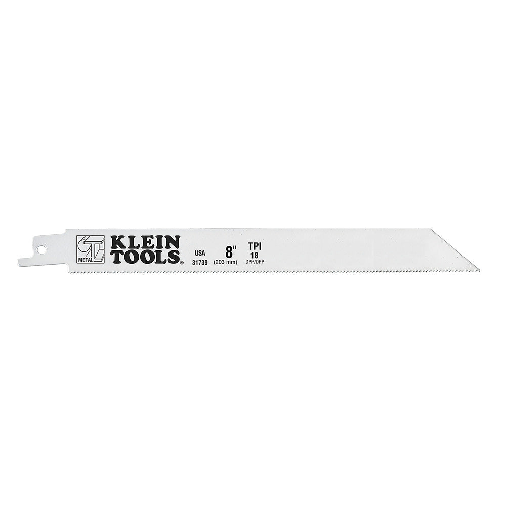 Klein 31739 8" 18 TPI Reciprocating Saw Blades, 5-Pack