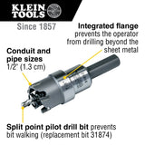 Klein 31875 7/8" Carbide Hole Cutter with Integrated Flange and Split Point Pilot Bit - 2