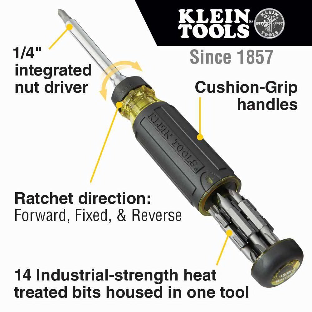 Klein 32305 15-in-1 Multi-Bit Ratcheting Screwdriver - 8