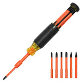 Klein Tools 32306INS 6-in-1 Insulated Auto-Lock Screwdriver with 1000V Rated Interchangeable Bits (7 Piece)