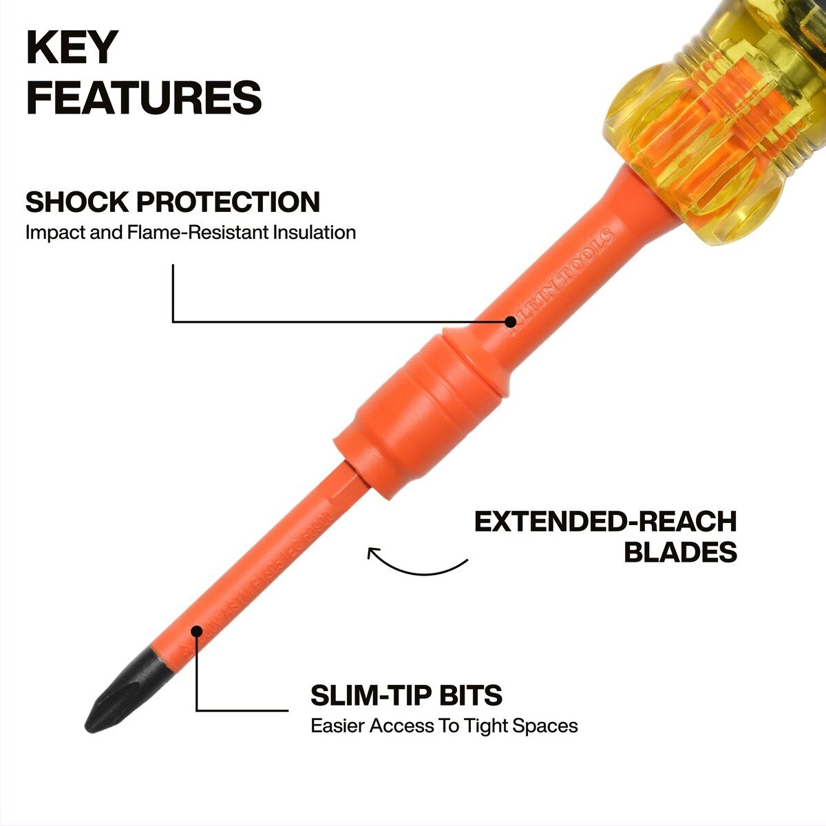 Klein 32310INS 10-in-2 Insulated Auto-Lock Screwdriver Set with 1000V ASTM F1505 Insulation (12 Piece Set) - 3