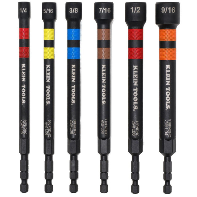 Klein 32940 Magnetic Hollow Color-Coded Power Nut Drivers Set for Impact Drivers (6 Piece)