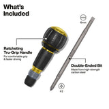 Klein 32960ARCHT Ratcheting Fastbit Tru-Grip Screwdriver with #2 Phillips and 6 mm Slotted Double-Ended Bit (2 Piece) - 2