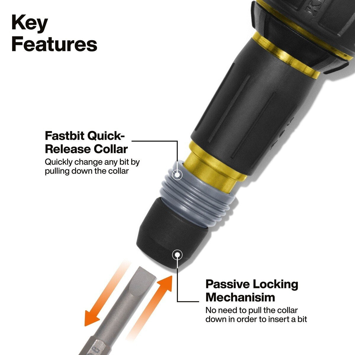 Klein 32960ARCHT Ratcheting Fastbit Tru-Grip Screwdriver with #2 Phillips and 6 mm Slotted Double-Ended Bit (2 Piece) - 3