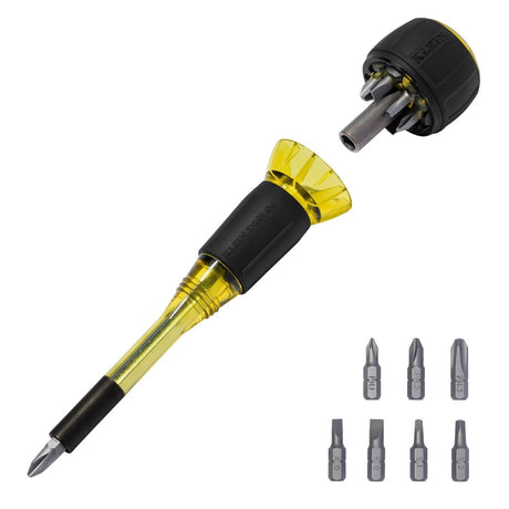 Klein 32961A 8-in-1 Tru-Grip Multi-Bit Screwdriver with Removable Stubby 6.6"