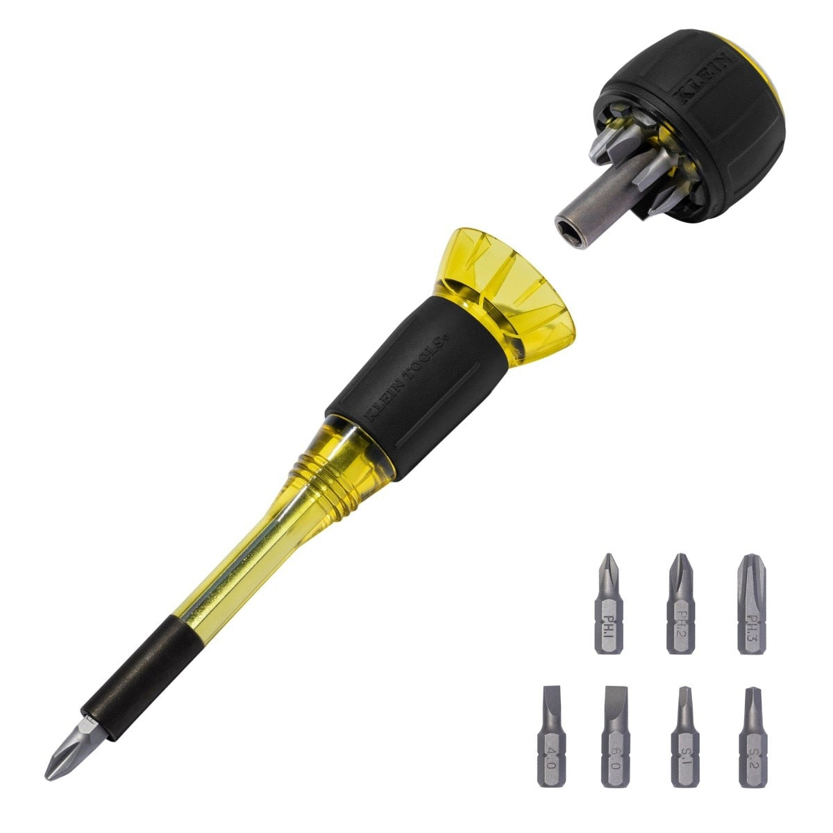 Klein 32961A 8-in-1 Tru-Grip Multi-Bit Screwdriver with Removable Stubby 6.6"