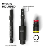 Klein 32982 Impact Flip Socket with Swivel Adapter, 1/4 in. and 5/16 in. Hex (3 Piece) - 2