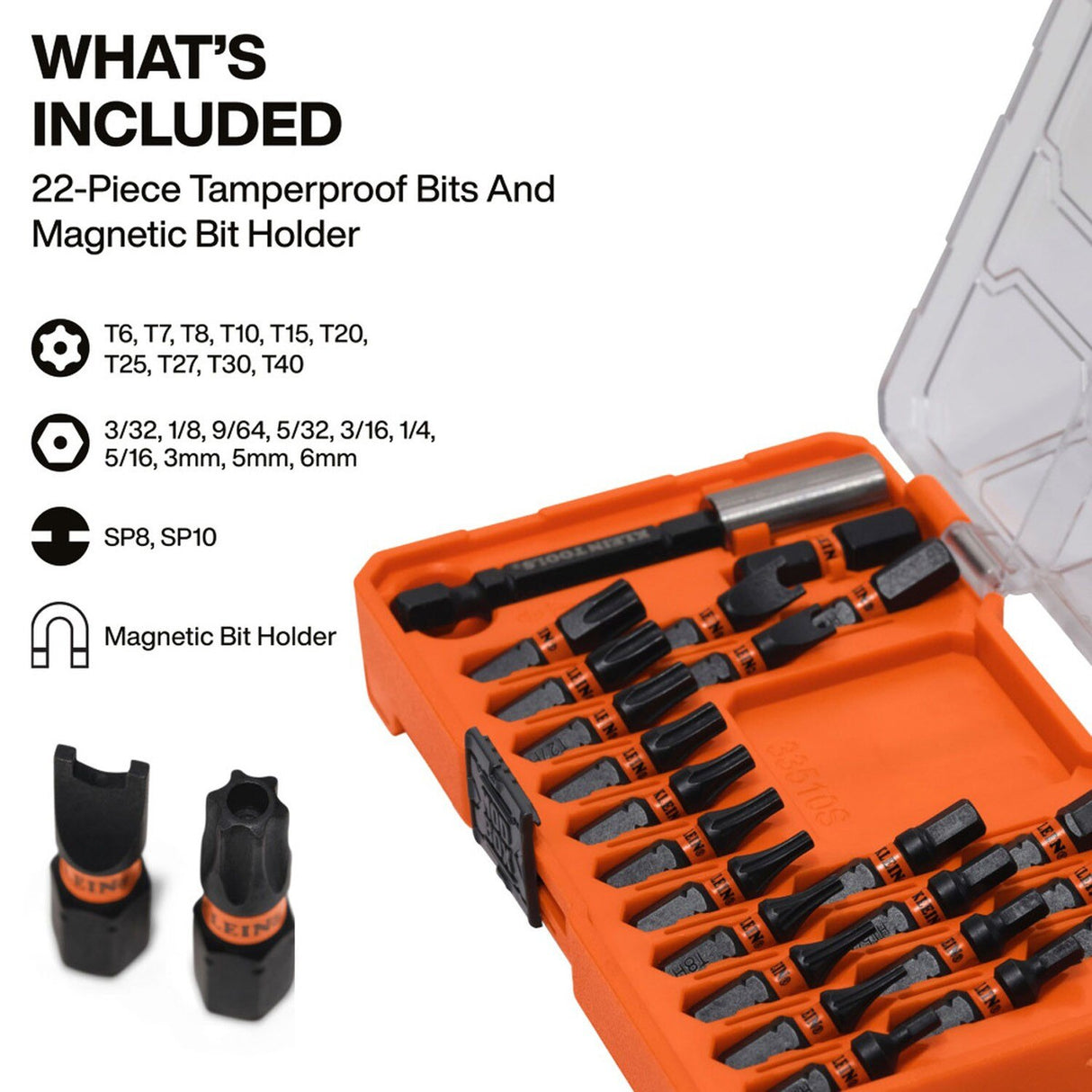 Klein Tools 33510S Slim ProFlex Impact-Rated Security Bit Set for Tamperproof Fasteners (23-Piece) - 2