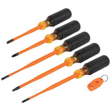 Klein 33736INS Screwdriver Set, 1000V Slim-Tip Insulated and Magnetizer, 6-Piece