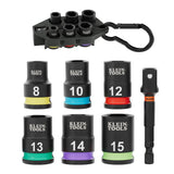 Klein 33808M 3/8 in. Drive Metric Grab-And-Go Impact Socket Set with Adapter and Carabiner (7-Piece)