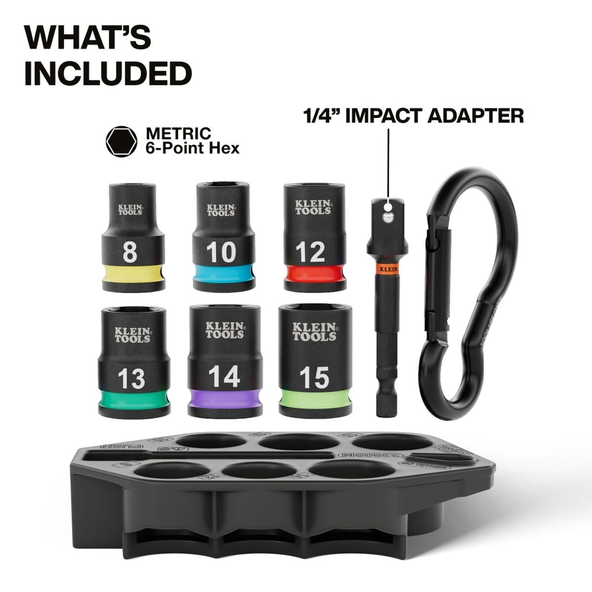 Klein 33808M 3/8 in. Drive Metric Grab-And-Go Impact Socket Set with Adapter and Carabiner (7-Piece) - 2