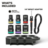 Klein 33808M 3/8 in. Drive Metric Grab-And-Go Impact Socket Set with Adapter and Carabiner (7-Piece) - 2