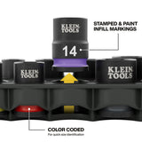 Klein 33809M Grab-And-Go Metric Impact Socket Set 3/8 in Drive with Adapter and Carabiner (10-Piece) - 3